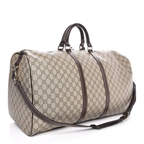 Gucci Gg Plus Monogram Large Carry On Duffle Bag Brown