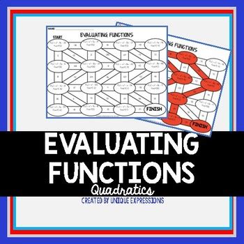 Evaluating Quadratic Functions Maze Activity By The Unique Expressions