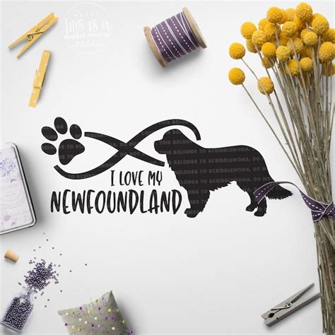 Newfoundland Dog Svg Newfie Svg Newfie Cut File Paw Print Etsy