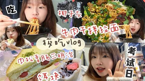 【校园vlog】考试日早上七点去教室吃早饭 考试周贴膘长胖日记 在校一日三餐记录 牛肉干拌拉面 学校面包房肉松香肠三明治 雪糕 饵块 Youtube