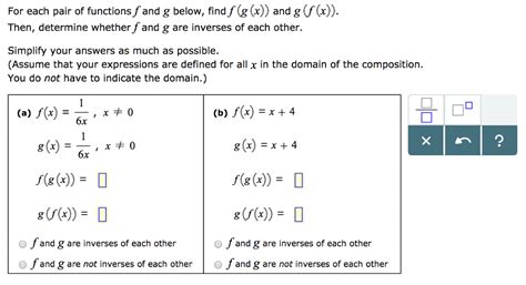 Solved For Each Pair Of Functions F And G Below Find Chegg