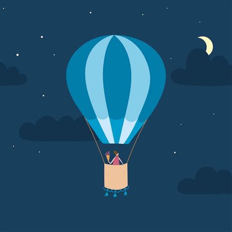 Premium Vector Vector Illustration Of Outline Hot Air Balloon On Sky Isolated Hand Drawn Icon