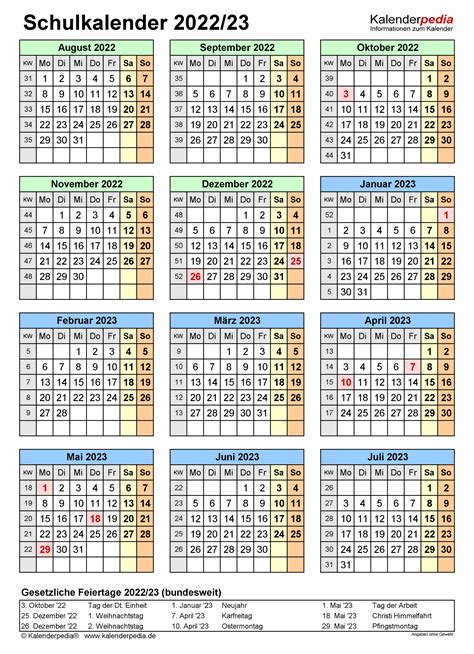 Schulkalender Als Excel Vorlagen Zum Ausdrucken