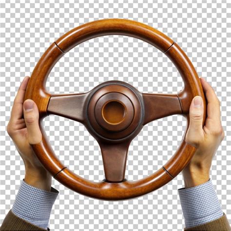 Hands Holding Steering Wheel Brown On Transparent Background Premium