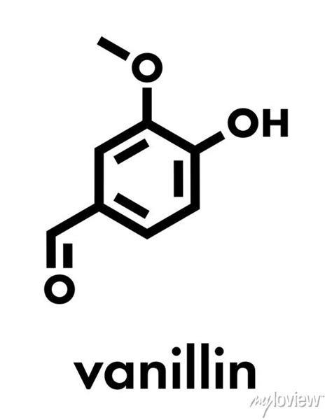 Vanillin Vanilla Extract Molecule Skeletal Formula Posters For The