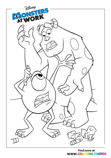 Sulley and Mike worried - Monsters at work - Coloring Pages for kids