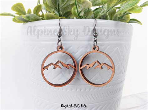 Mountain Earrings Svg Mountain Earring Svg For Glowforge Etsy