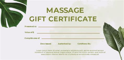 New Massage T Certificate Template Free Printable Massage T