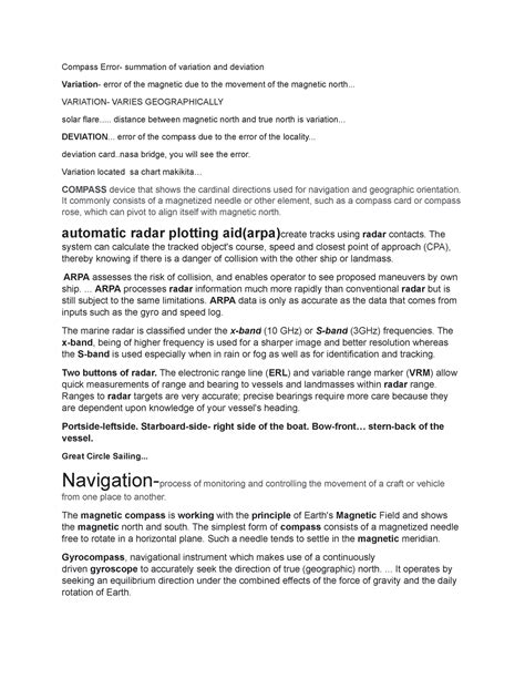 Compass Error This Is A Lecture Note Compass Error Summation Of Variation And Deviation