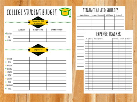 college budget template  printable  students
