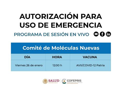 Comité de Moléculas Nuevas de Cofepris evaluará vacuna Patria contra