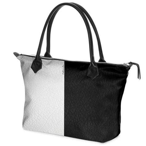 Black And White Leather Handbag Handmade Leather Tote Bag With Zipper