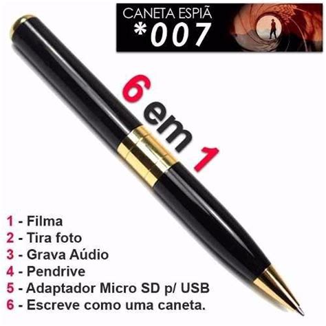 Caneta Espiã Filmadora Hd 1280 X 960 Grav Voz Pen Drive Usb R 57 89