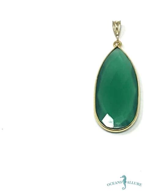 Gf Oval Green Onyx Pendant Oceans Allure