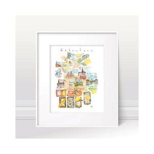 Copenhagen Wall Art Illustrated City Map Danish Illustration Print