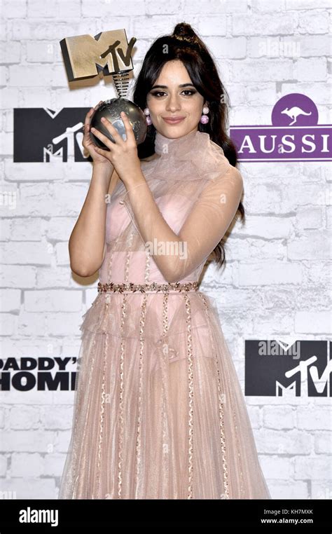 Camila Cabello Poses In The Winners Room During The Mtv European Music