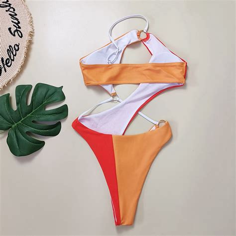 Micro Swimsuit Sexy Bikini One Piece Swimwear Women High Cut Monokini One Shoulder Bathing Suit