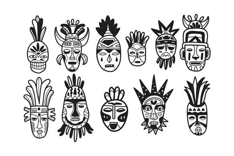 Hand Drawn tribal mask in flat style 41919823 Vector Art at Vecteezy