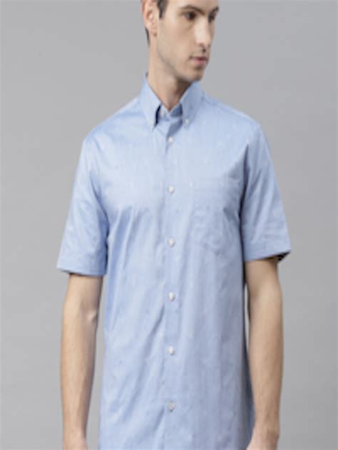 Buy Marks Spencer Men Blue Regular Fit Self Design Casual Shirt