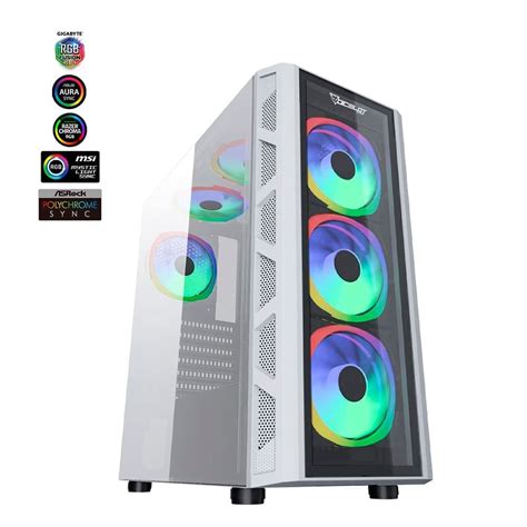 Gabinete Ocelot Gaming Og C White Blixard E Atx Cristal Templado Sin