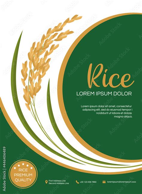 Template Label And Icons For Rice Packaging Product Design With Green