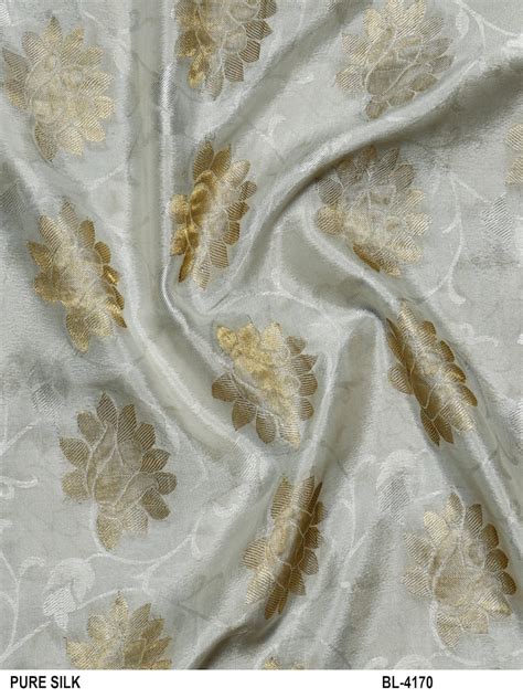 Pure Silk Georgette Floral Woven Zari Design White Dyeable Fabric