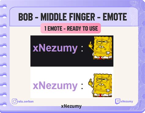 Twitch Emote Bikini Bottom Bob Middle Finger Emote Ready To Use