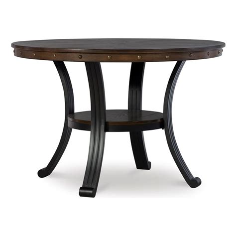 Linon Franklin Wood And Metal Round Dining Table In Rustic Umber Brown