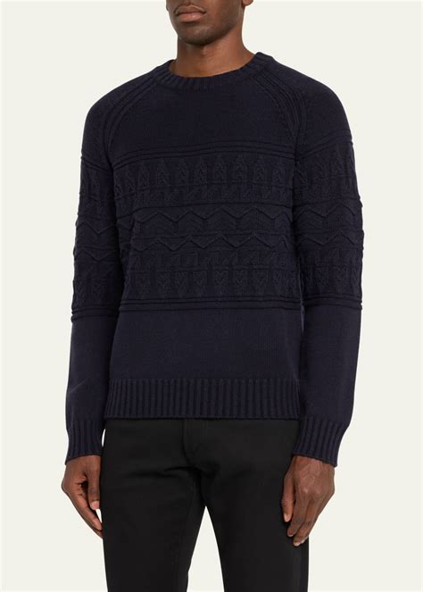 Iris Von Arnim Mens Cashmere Cable Crewneck Sweater Bergdorf Goodman