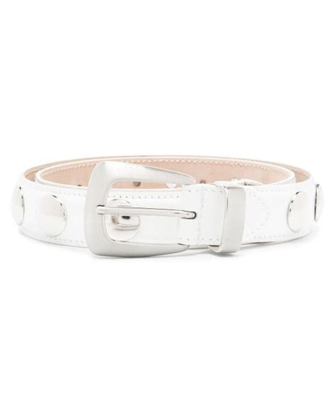 Khaite Leather Benny Studded Belt In White Lyst