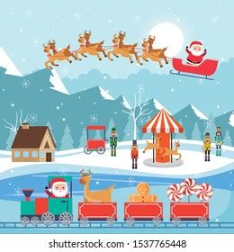 Christmas Winter Wonderland Santa Claus Vector Stock Vector (Royalty ...