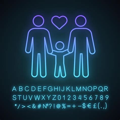 ícone de luz neon da família gay dois pais criança parentalidade do mesmo sexo pais lgbt