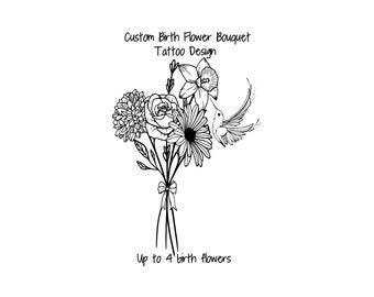 Custom Birth Flower Heart Tattoo Design Etsy