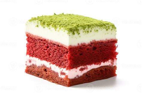 Stock Photo Of Red Velvet Cake Matcha Slice Food Ai Generated