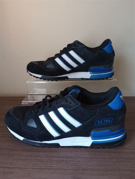 Adidas Zx 750 Trainers Mens Uk Size 9 Black Blue White 2021 Gy7514 Ebay