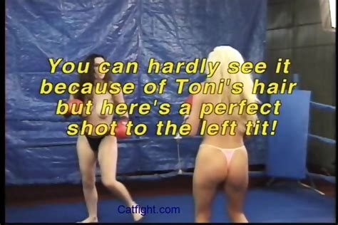 Topless Female Boxing As Blonde Battles Brunette With Body Punches Kidney Punches And Breast