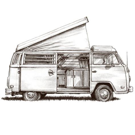 Westfalia Volkswagen Camper Camper Van Drawing Van Drawing