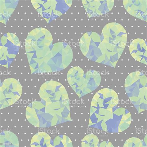 Seamless Pattern With Hearts Of Triangles Vector Illustration Stock