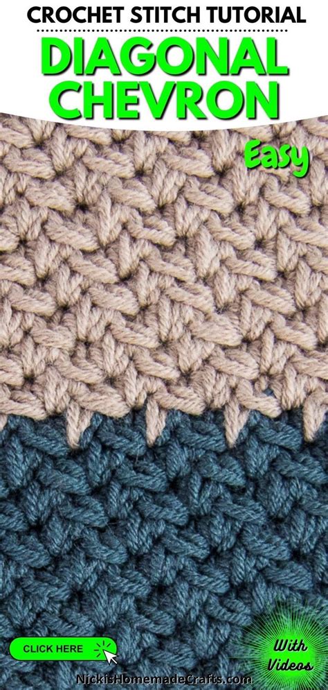 Easy Diagonal Chevron Crochet Stitch Tutorial Crochet Crochet Stitches Crochet Stitches Tutorial