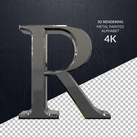 Premium PSD | 3d rendering metal painted alphabet 4k