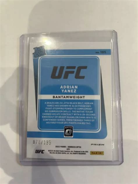 Panini Donruss Optic Ufc Adrian Yanez Recrue Class E Rouge