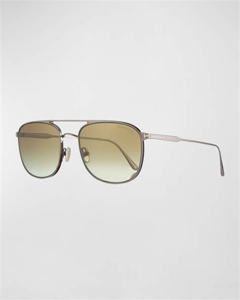 Bottega Veneta Mens Double Bridge Metal Aviator Sunglasses Neiman Marcus