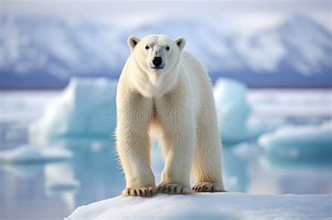 A Polar Bear Standing On A Glacier By Generative AI Stock Illustration