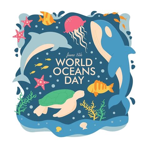 Premium Vector Vector World Oceans Day Poster Template