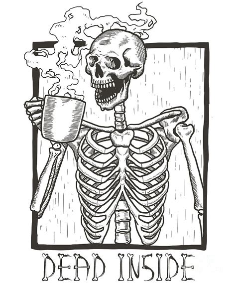 Dead Inside Skeleton Coffee Halloween Meme Digital Art by Flippin Sweet ...