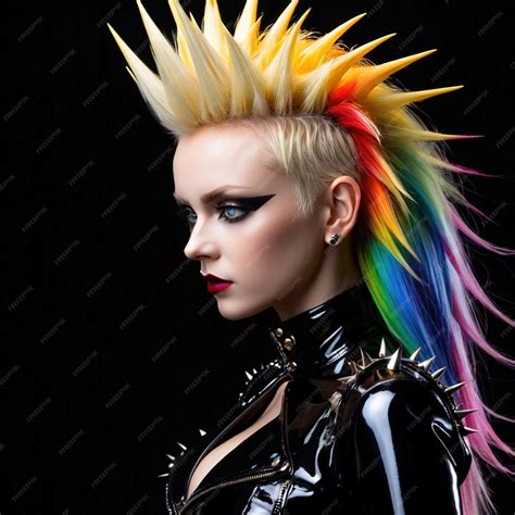 Premium Photo | Punk goth woman with spiky blond hair
