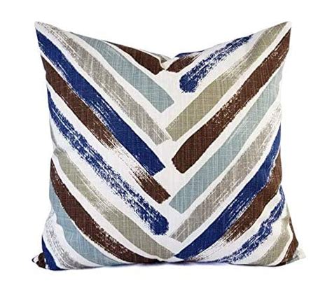 Blue Pillow Cover Blue And Brown Pillow Geometric Pillow Custom Pillow Sham