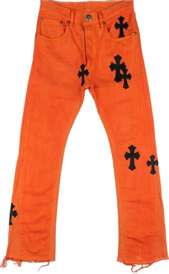 Chrome Hearts Orange And Black Cross Jeans Incorporated Style