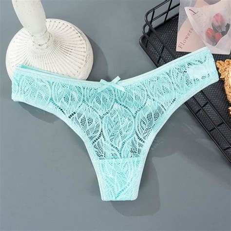 Culotte en dentelle taille basse pour femme green A6807 Style français Lingerie Blanc