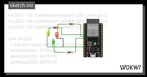 Percobaan Nyala Lampu Wokwi ESP32 STM32 Arduino Simulator